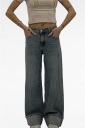 jeans con risvolto wide leg